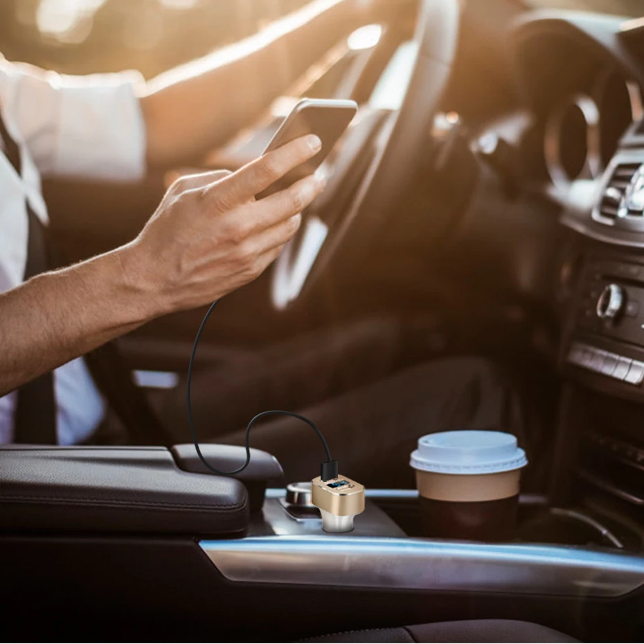 ANBES USB Car Charger Adapter Quick Charge 3.0 Digitale LED Voltage/Stroom Display Auto Fast Car Charger Voor Smart telefoon/Tab