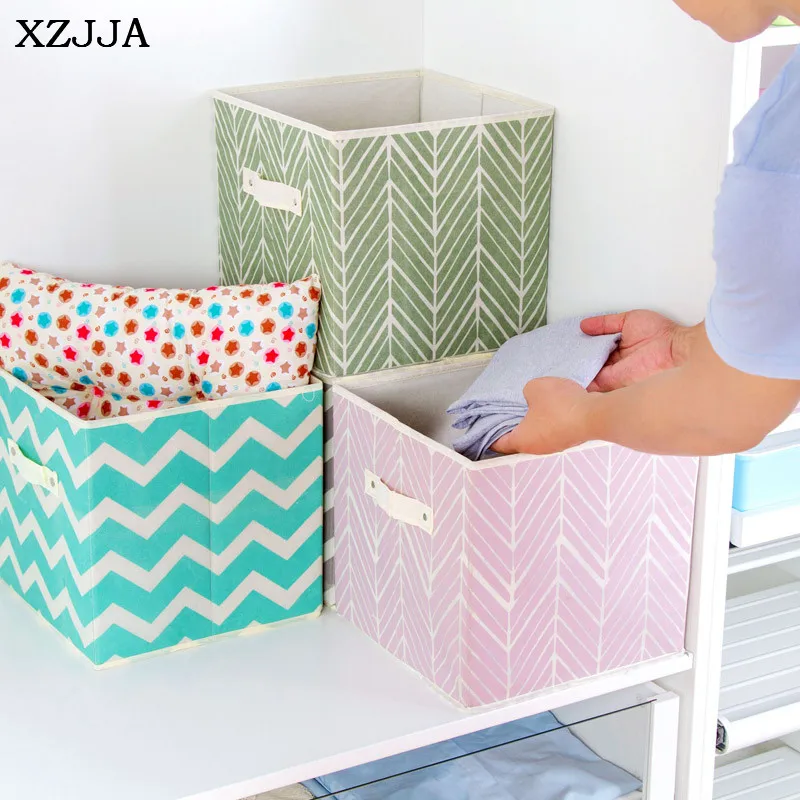 XZJJA Fashion Non Woven Fabric Square Storage Bins Organizer Folding