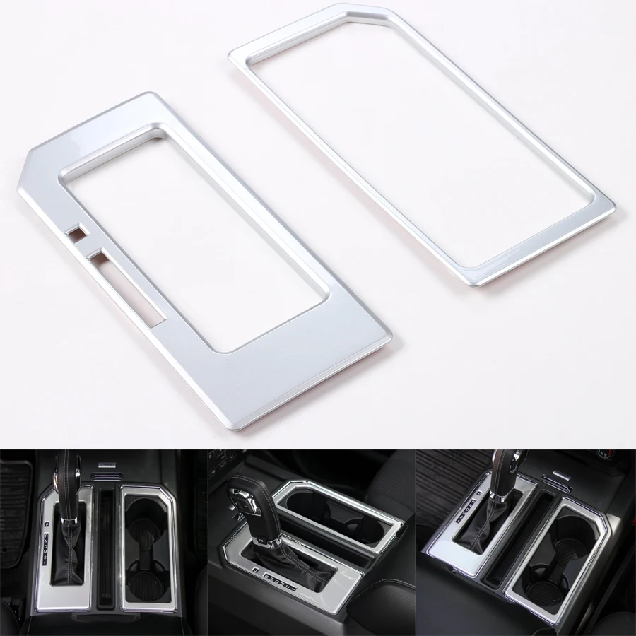 

YAQUICKA 2Pcs/set Car Gear Shift Panel Frame Trim Styling Sticker For Ford F150 2016 2017 Car-covers Interior Accessories