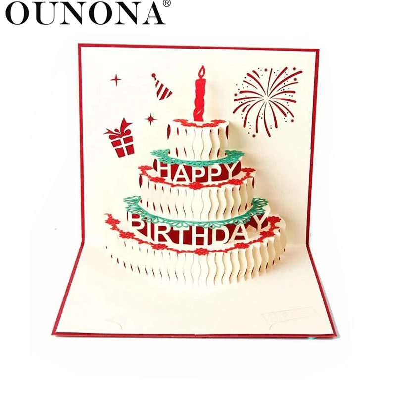 3D всплывающие открытки на день рождения творческий день рождения поздравительная открытка(красный