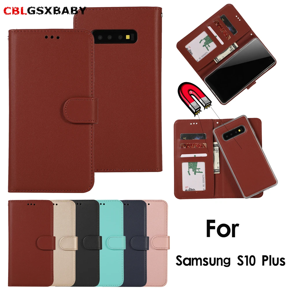 

2 in 1 Magnetic Detachable Leather Wallet Case For Samsung Galaxy S10 Plus lite NOTE 10 9 8 Magnet Removable Ultra Slim Cover