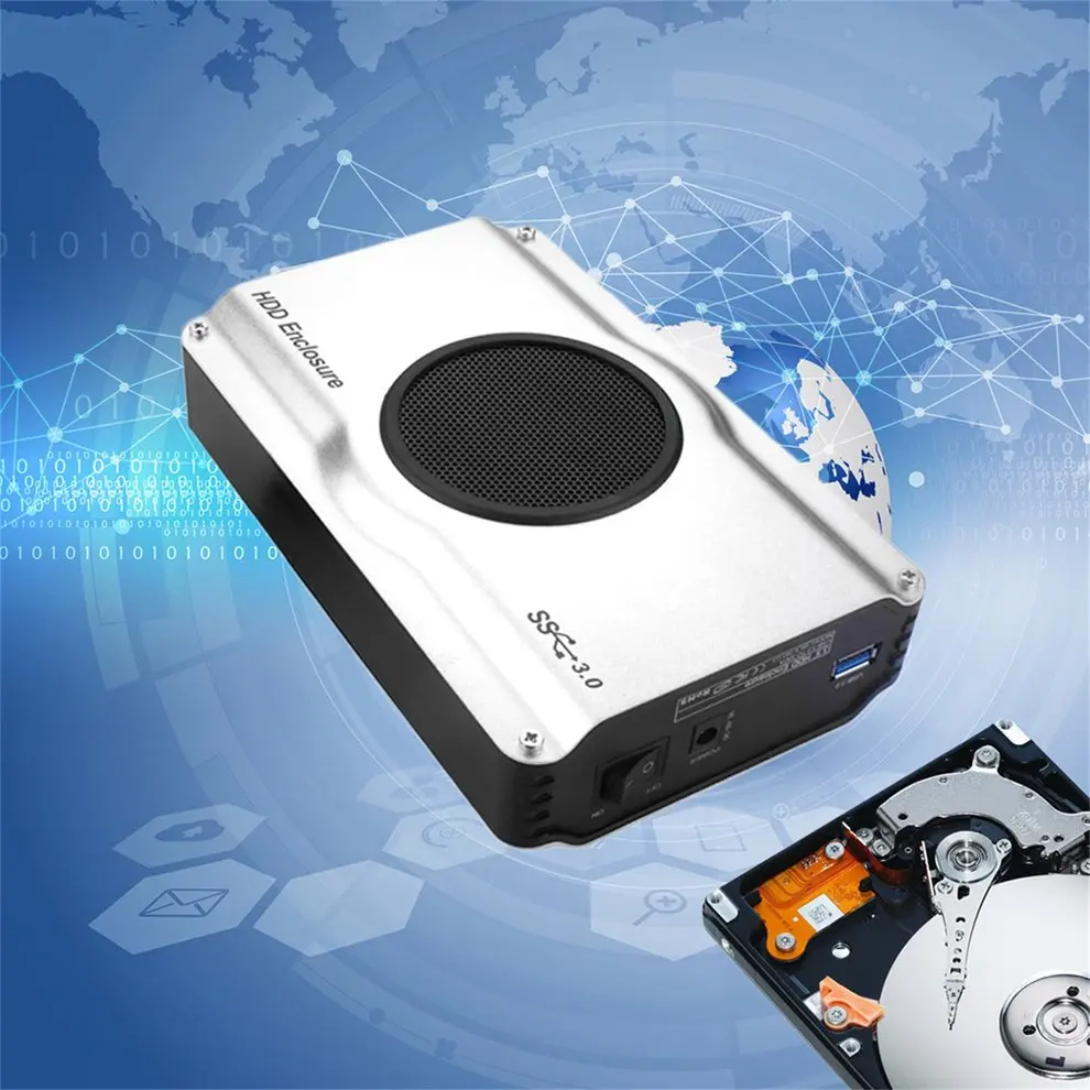 

2PCS 3.5 inch 393U3 Aluminum Casing 5 GBps Super Speed USB 3.0 to SATA HDD Enclosure Box Case Internal Cool Fan