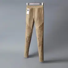 Fashion brand 2017 autumn and spring new deerskin elastic waist placket feet stretch trousers stretch leggings pants wj137