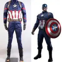 Avengers Hot Movie Captain America 3 Civil War Steve Rogers Uniform Full Set Halloween Party Cosplay Costume For Adult Men