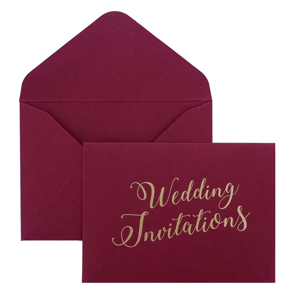 Придирчивые свадебные приглашения бордового цвета конверт перламутровые бумажные конверты Элегантные Горячее тиснение пригласительные конверты-набор из 20 штук