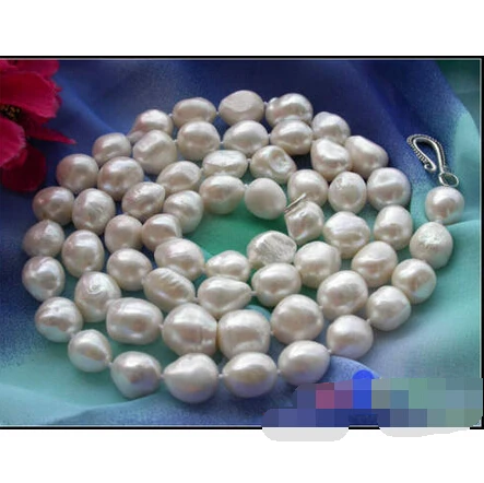 

shipping p2159 NATURAL 32" 15MM WHITE BAROQUE FW CULTURED PEARL NECKLACE