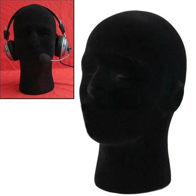 

Male Styrofoam Wig Head Mannequin Hats Glasses Foam Mannequin Black