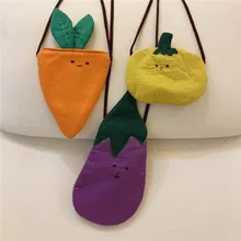 М310, индивидуальная Детская сумка, Мультяшные милые овощи, дизайн баклажан, морковь, Nangua, хлопковая вышивка, сумка-мессенджер, Детская сумка