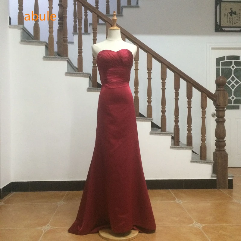abule wedding dress 2017 Red wine Sweetheart Pleat red