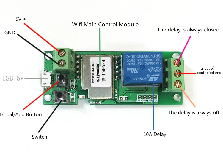 Самоблокирующийся WiFi беспроводной умный переключатель релейный модуль DC 5V 433MHZ для Умный дом доступ для Android IOS