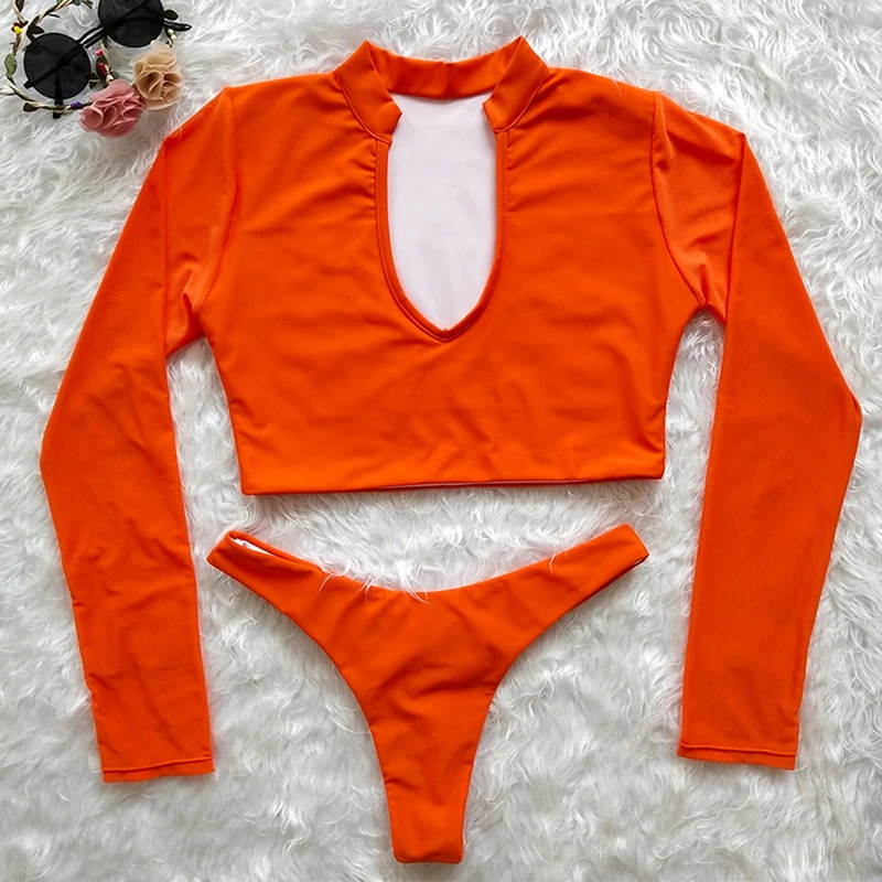 Sfit летний женский сексуальный с низкой талией Rash Guard бикини костюм длинным