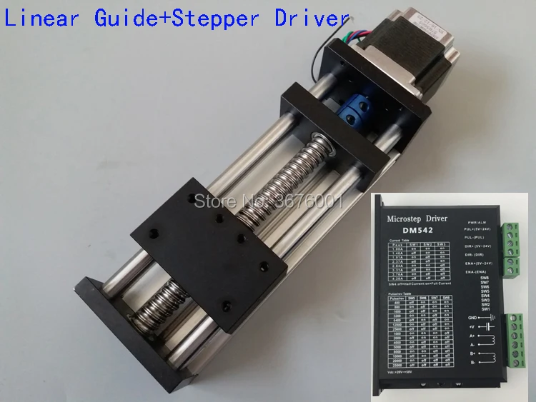 GGP1605 300mm Effective Travel Ball Screw Rail Linear Motion Guide Moving Table with 57 Nema23 Stepper Motor+Step Driver | Обустройство