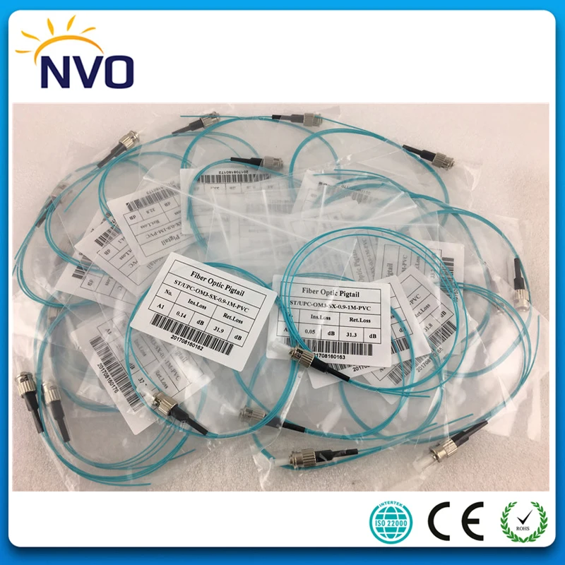 50 шт./лот ST/UPC Волоконно оптический Pigtail Simplex OM3 150 мм 0 9 1 метр ПВХ куртка Мульти