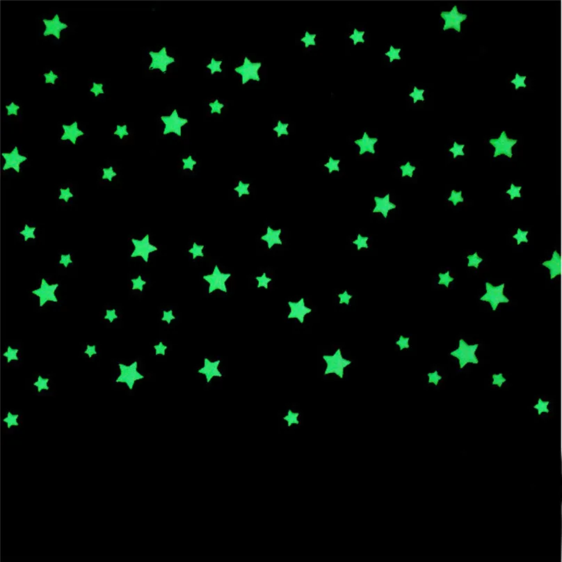 

Luminous Wall Sticker 100PCS Fluorescent Glow In The Dark Stars Wall Stickers Mural Decal Removable Wallpaper Home Decor 40D8