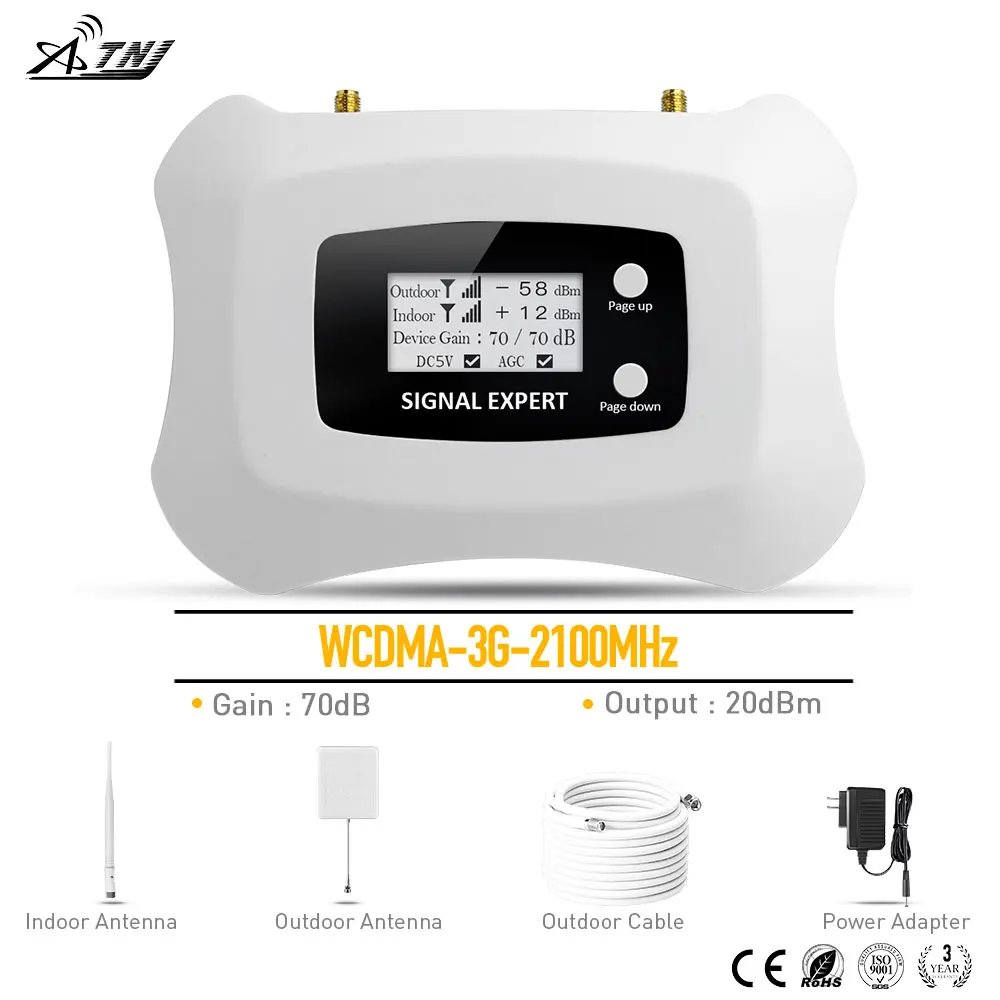 2019 Full Intelligent LCD display 3G 2100MHz signal Repeater cellular signal booster amplifier work for Russia..etc Asia,Europe