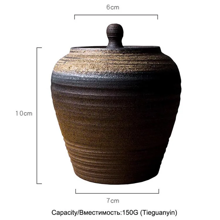 Винтаж грубая Керамическая пиала банок Керамика чайный набор кунг-фу японский Стиль Pu'er хранения Jar специи, приправы герметичная емкость Home Decor