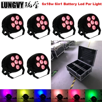 

Free Shipping 6pcs/Lot With Flight Case Dj Disco Home Party Wireless Remote Control 6x18w RGBWA+UV Rechargeable Led Battery Par
