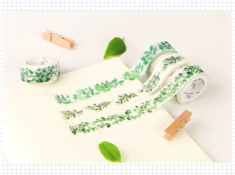 Милые kawaii современные мужские и женские маскирующие Васи клейкие ленты декоративные клейкие ленты Diy Скрапбукинг зеленые растения жизнь