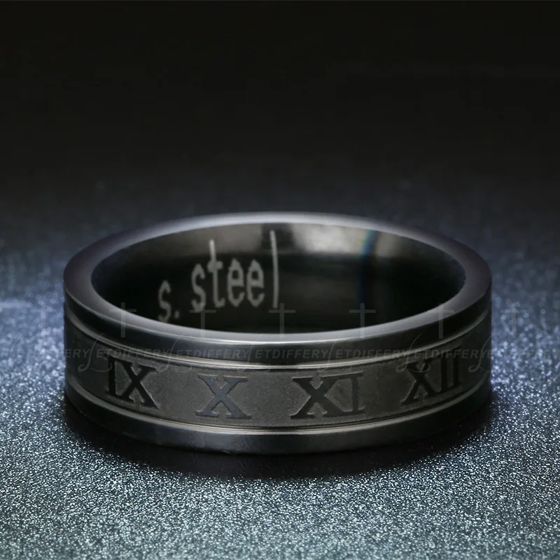 Gold-Color Roman Numerals Ring Stainless Steel Men Women Biker Ring Bijoux Bague Femme Anillos Mujer wedding rings,signet ring,round rings,cross rings,temperature rings,silver ring,womens ring,fidget rings,couple rings,cubic zircon ring,turkish rings,finger rings,jewelry rings,ring jewelry,anime rings,moissanite ring,survival ring