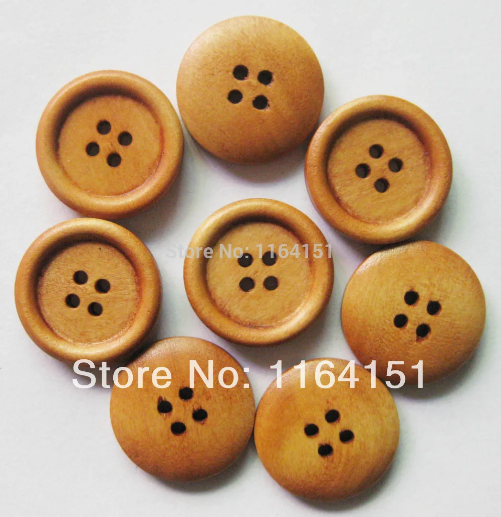 

40pcs/pack 20mm 4 holes china Primary Color natural wood button bulk sewing assorted button craft sewing round buttons