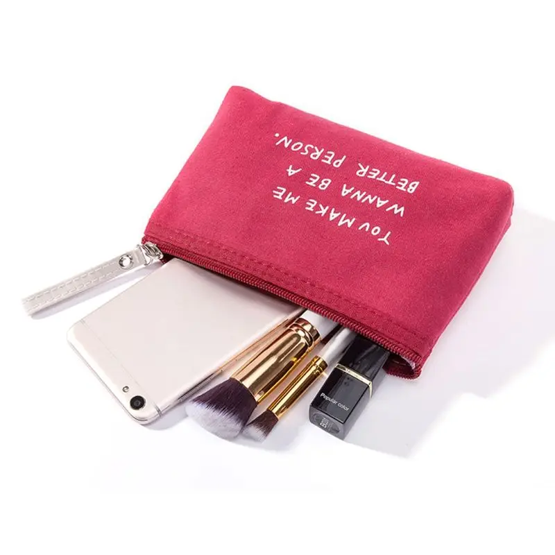 

THINKTHENDO Makeup Bag Canvas Travel Pencil Case Stationery Storage Organizer Cosmetic Coin Pen Bag Women Make Up Case Bag