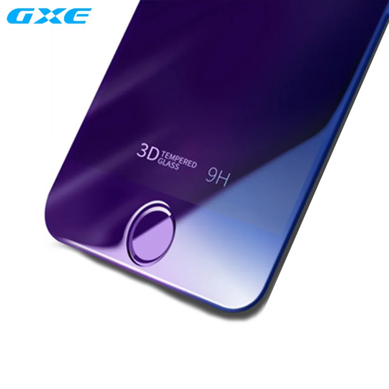 

GXE 3D Full Cover Screen Protector Tempered Glass for iPhone 7 Plus, Anti Blue Light Soft Edge Glass Film for iPhone 6 Plus 6s