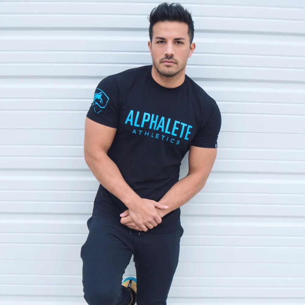 Прямая поставка Мужская футболка ALPHALETE для спортзала модная фитнеса