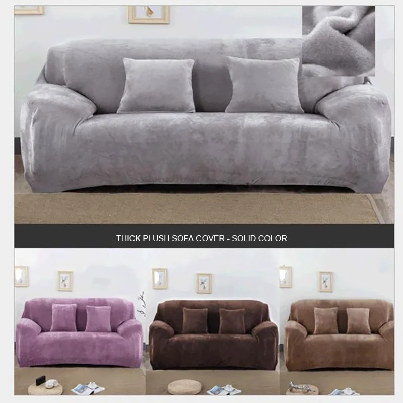 

Elastic Sofa Set Pure-Color Velveted Polyester Modern Single/Two/Three/Four-seater For Lliving Room Simple Sofa Set