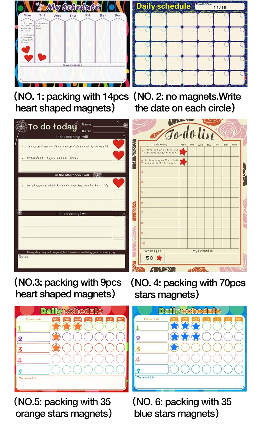 Dry Erase Magnet Weekly Planner Creative To-Do List Kids Schedule Magnetic Reward Chart 40 X 30 Cm_09