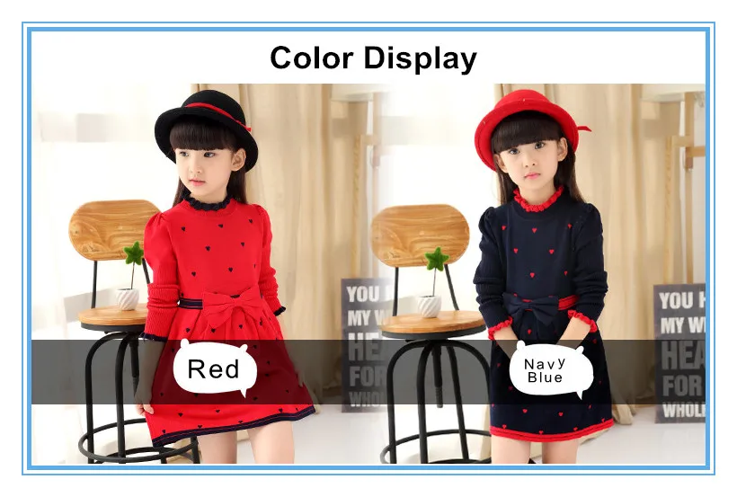 Child Princess Sweater Bowknot Heart Ruffle Dress 7