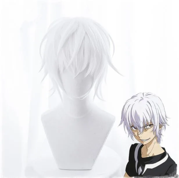 

Toaru Majutsu No Index Accelerator Cosplay Wig for Man Boys 30cm Short Straight Anime Wig Heat Resistant Synthetic Hair White