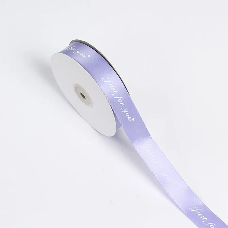 25MM 5M Just For You Printed Polyester Ribbon for Wedding Christmas Party Decorations DIY Bow Craft Ribbons Card Gifts Wrapping - Цвет: Purple