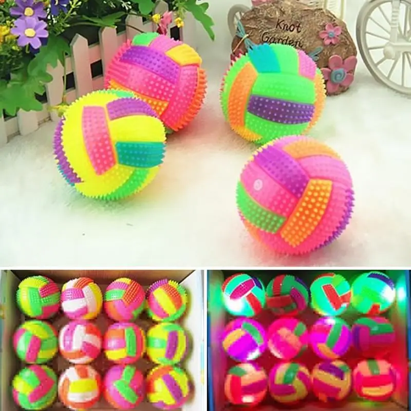 

Colorful Changing Bouncing Hedgehog Ball Kids Toys 6.5cm LED BiBi Sound Volleyball Flashing Light Up For Kids Baby