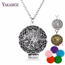 Aromatherapy Locket Necklace Silver/Bronze color with Madala Flower Shaped Pendant Oil Essential Diffuser Necklace for Women