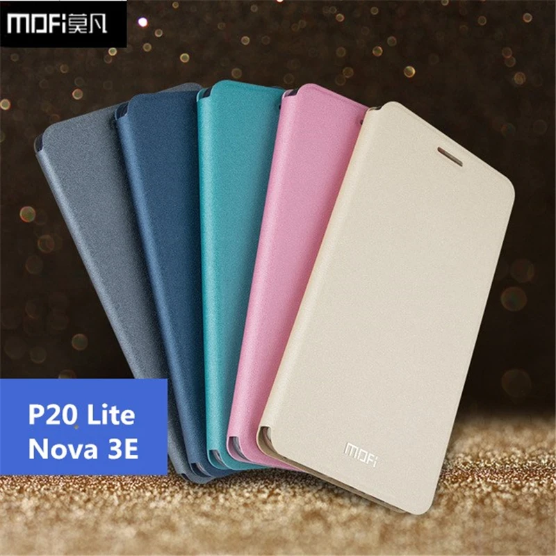 Флип чехол для Huawei P20 Lite силиконовый роскошный кожаный Оригинальный mofi Nova 3e lite
