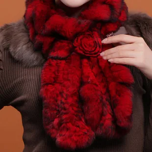 (TopFurMall) женские модные шарфы из натурального меха кролика рекс с цветочным