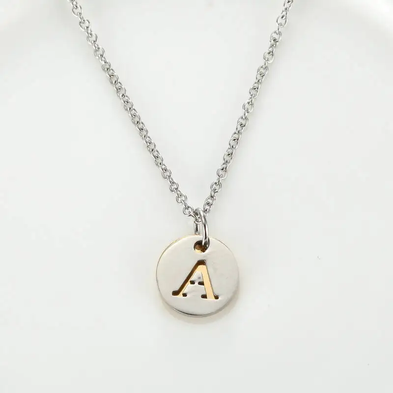 

Alphabet Jewelry Girls Choker Necklace Stainless Steel Letter A B C D E F G H I J K L M N Capital Pendant Necklace