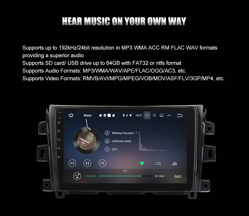 Best 10.2" 1 din Car Multimedia Player Android 8.1 for Nissan  Navara GPS Navigation 2015 2016 2017 Support Steering Wheel Control 15