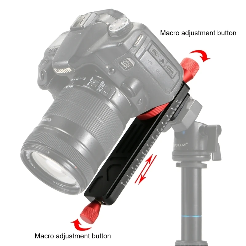 PULUZ Macro Focusing Rail Slider Close-up Shooting Tripod Head Quick Release Plate Holder with 1/4 inch 3/8 inch Screw