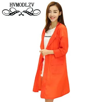 

2017 Autumn New Selling Women Windbreaker Leisure Orange Long Sunscreen Windbreaker Large Size Comfortable Women Coat ls219