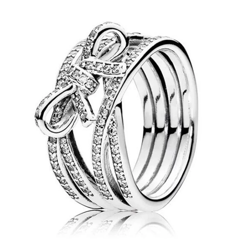 

Hight Quality Retro Silver Colour Bow-knot Twisted StatementBrand Ring For Women Engagement Jewelry Gifts