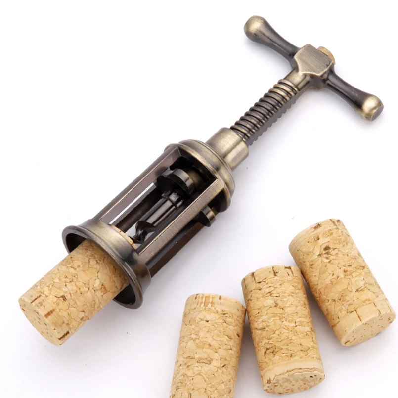 

1 Pc Zinc Alloy Wine Opener With Rotary Lever Retro Portable Wine Corkscrew Wine Bottle Opener Kitchen Bar Gadgets