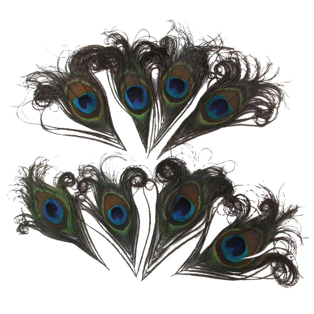 10x Curly  Large Eye Feather 10-12cm For Decor Millinery Fly Fishing