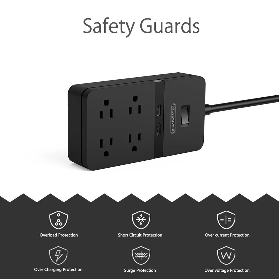 NTONPOWER FPC USB Power Extension Socket Surge Protector  (3)