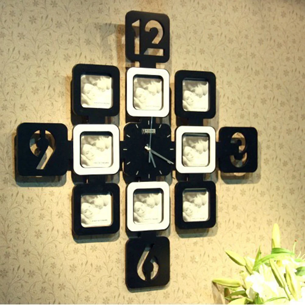 1 шт. настенные часы с фоторамками декоративные деревянные креативные современные бесшумные настенные часы для кафе дома спальни