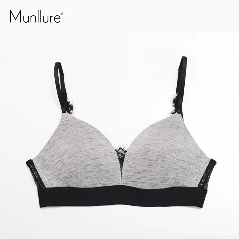 Munllure, сексуальный кружевной комплект с бюстгальтером, женский, модный, Одноцветный, пуш-ап, бесшовный, тонкая чашка, нижнее белье для женщин, перекрестное нижнее белье