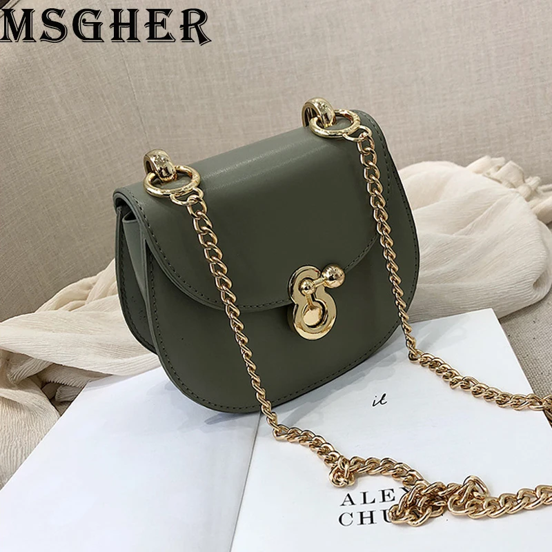 

MSGHER Shoulder Bags Women Fashion Chain Solid Bags Female Small Bags High Quality PU Crossbody Bags