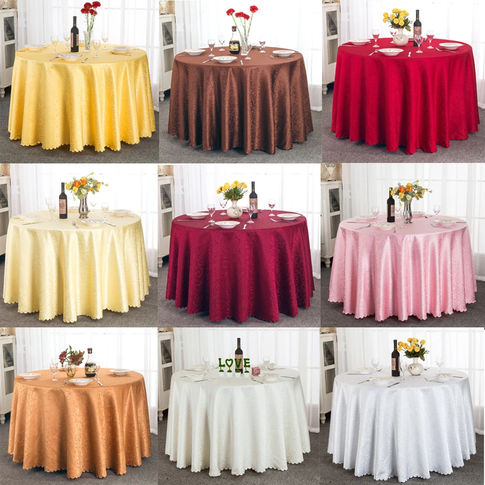 

High Quality Table cloth 63inch/108 inch/118 inch/132 inch Polyester Jacquard Round Tablecloth For Wedding Party Home Decoration