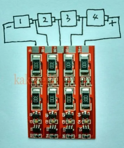 BMS Защитная плата с балансом для 1~ 4 ячеек 3,2 В литий-железной фосфатной батареи