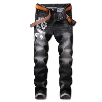 

Skinny Jeans Men 2019 Spring Summer Slim Fit Denim Stretch Male Jean Men's Fashion Casual Embroidered Pencil Pants